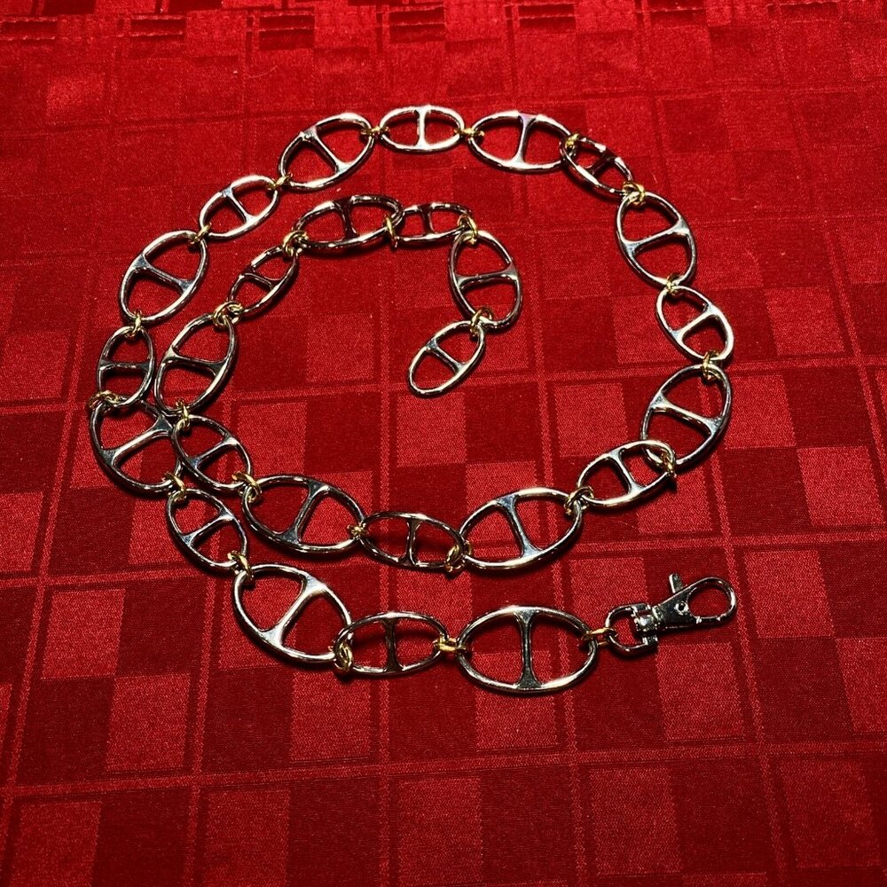 Women's Metal Link Belt Oblong Silver Links, Small Gold Round Links UNBRANDED